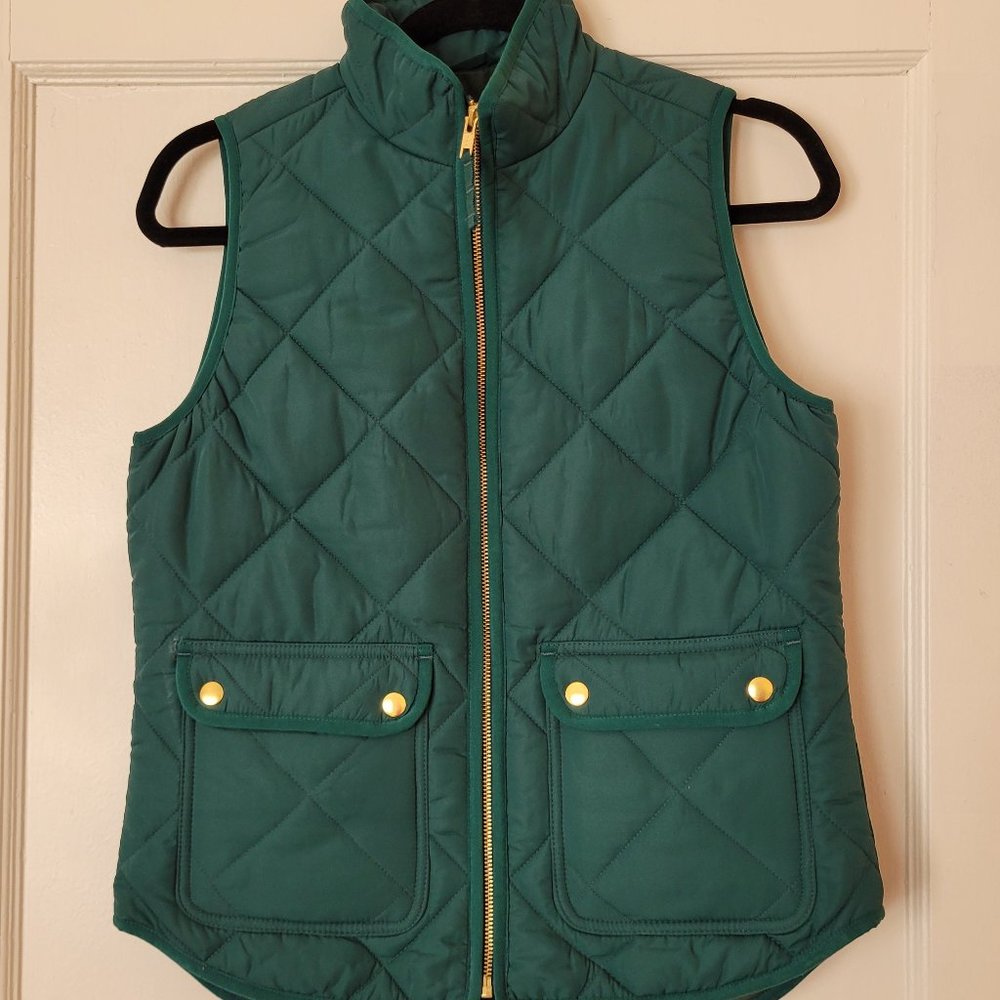 J Crew Like New Emerald Green Puffer Vest XS